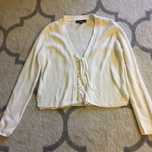 lace up white/cream sweater